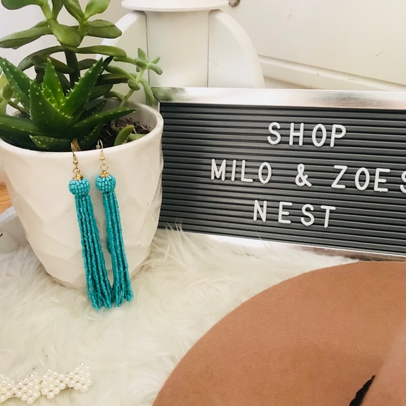 New Mint Boho Beaded Long Earrings - Picture 3 of 3